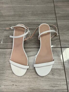 Lulu's White Minimalist Ankle-Strap Sandals